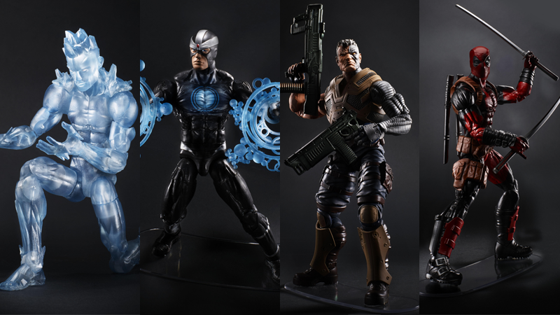 Marvel Legends Iceman, Havok, Cable, and Deadpool.